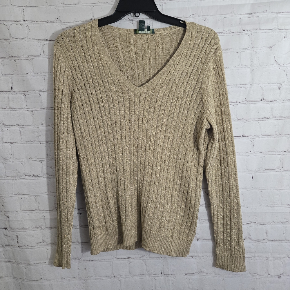 Ralph Lauren Gold Cable Knit Sweater